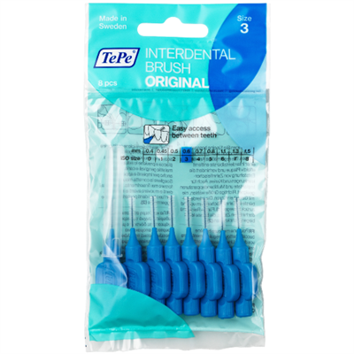 Tepe Diş Arası Fırçası 0.6 mm Mavi 8li